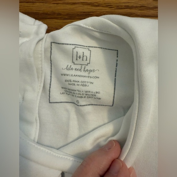 Lila and Hayes Pima Cotton White Girls Shirt with Peter Pan Collar size 6 - Picture 2 of 8
